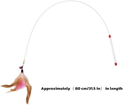 Cat Feather Wand Toy - Steel Wire Feather Interactive Cat Stick Training - Beads Bells Kitten Wand Toys Pet, Funny Kitten Fishing Pole Toy for Bored Indoor Chase & Exercise(1Pcs) - Image 2