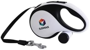 ILOMAX 360° Tangle-Free Retractable Dog Leash Built-in Waste Bag Dispenser Under Handle 2 Rolls Poop Bags Included Heavy Duty Tape Leash for Dogs up to 30kg Carry Pouch Included.16ft (White, L) - Image 2