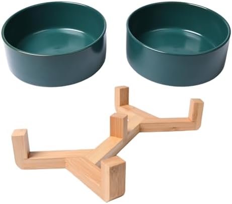 Elevated Ceramic Cat Bowl, Dog Bowl, 400 ml/13.5 oz Pet Food Bowls with Wood Stand Anti-Slip Design for Cat Dog - Image 6