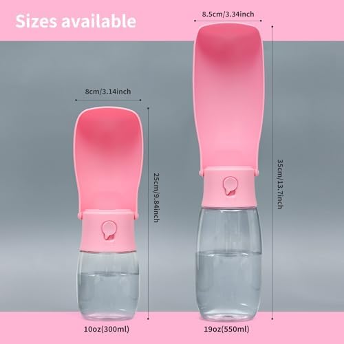 Portable Dog Water Bottle 19oz Pink - Image 2