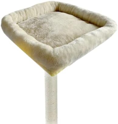SHENGOCASE Cat Tree Tower Accessories Replacement Parts Top Cushion Bed Cover for Cat Perch with Elastic Band (11.8" x 15.7", Beige) - Image 7