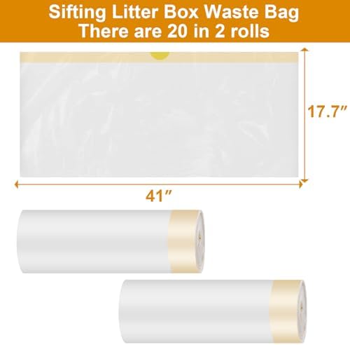 20 Count Litter Box Liners, 41'' × 17.7'' Litter Waste Bag for Pellet Litter Box, Suitable for XL and XXL Stainless Steel Sifting Litter Box - Image 2