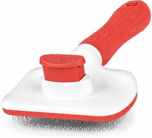 Self-Cleaning Slicker Brush, Dog Cat Bunny Pet Grooming Shedding Brush, Easy to Remove Loose Undercoat, Pet Massaging Tool Suitable for Pets with Long or Short Hair (Red) - Image 2