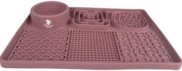 Silicone Dog & Cat Lick Mat with Strong Suction Cups – Anxiety Relief, Slow Feeder, Enrichment Toy for Bath & Grooming (Pink)