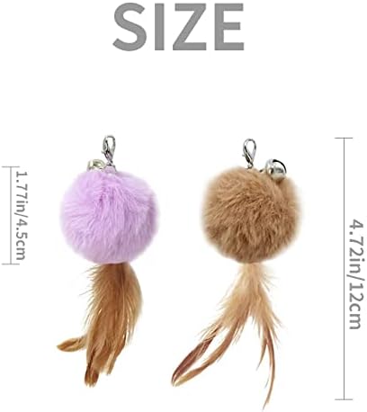 Cat Fluffy Feather Toys Replacement Cat Toy Wand Refills, 6 Pieces Fluffy Cat Toy Feathers Refill, Interactive Cat Teaser Wand Attachments, with Bell - Image 2