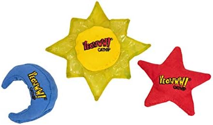 YEOWWW Catnip Cat Toy for Indoor and Outdoor Cats -Premium Quality Strong Catnip Toys for Cats (1x Crinkle Catnip Toy Sun 1 x Moon 1x Star) - Image 2