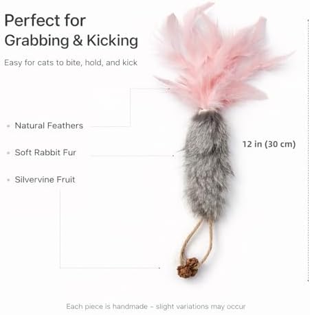 3 Pack Rabbit Fur Catnip Toys with Feathers – Interactive Carrot Cat Toys with Galls Fruit for Indoor Cats and Kittens - Image 2