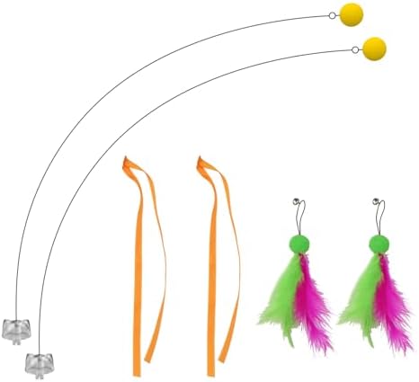 Oxawo Interactive Cat Toys Cat Exercise Tumbler, Rechargeable Cat Toys for Indoor Cats Spin Butterfly Game Teasing Kitty, Extra Long Feather Wand (Attachment) by Petsuppliespettoys