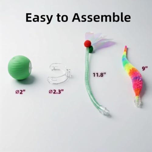 Interactive Dog Cat Toy Ball, Upgraded Rechargable Rolling Pet Ball with 2 Tails, Smart Automatic Moving Toy for Bored Indoor Kitty Puppy -Green - Image 2