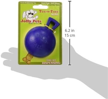 Jolly Pets Tug-n-Toss Heavy Duty Dog Toy Ball with Handle, 3 Inches/Mini, Blue, Model:403 BL (Pack of 3) - Image 2