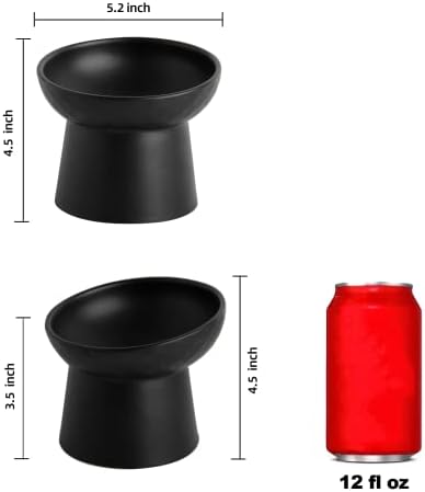 Elevated Cat Bowls, 15° Tilted Ceramic Raised Cat Food and Water Bowl Set, Whisker-Friendly Porcelain Pet Feeder Dishes for Indoor Cats and Small Dogs,Black,5.2 Inch,1 Pack - Image 2