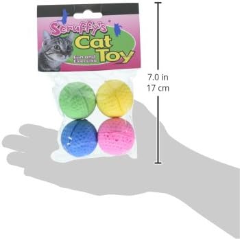 Boss Pet 04467 Scruff's Colorful Kitty Springy Foam Sponge Balls (4 Pack), Multicolor