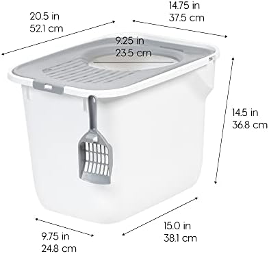 IRIS USA Large Top Entry Cat Litter Box, Hooded Privacy, White/Gray - Image 2