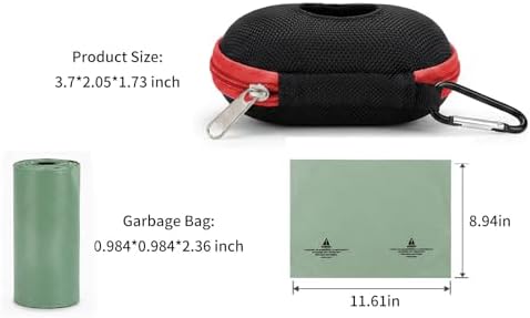 Dog Poop Bag Holder for Leash, Large Opening Easy Pull-Out Poop Bag Dispenser with Used Waste Bag Carrier, Compatible with Any Retractable Leash, Includes 15 Unscented Doggy Poo Bags (Red) - Image 7