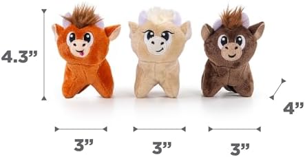 Outward Hound Squeakin’ Cows Dog Toy, Plush Highland Cow with Squeaker, Hide-A-Cow Replacement, Puppies & Small Dogs, 4.3”, 3-Pack - Image 6
