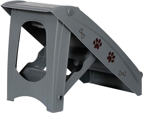 Foldable Pet Stairs with Non-Slip Surface, Portable Dog Steps Ramp for High Beds, Couches, Cars and SUVs, Support Up to 150lbs, Waterproof, Grey - Image 7