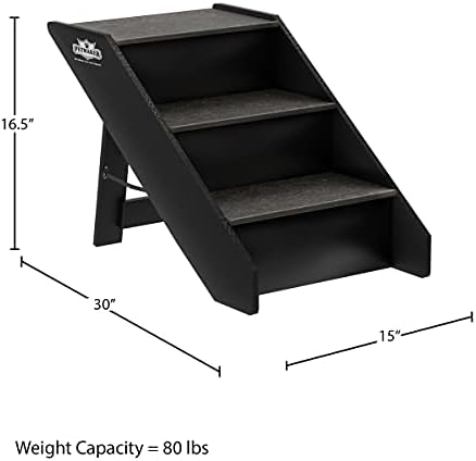 Pet Stairs – Safe and Durable Indoor or Outdoor Ramp with 3 Step Design – Cat or Dog Steps for Home and Vehicle by PETMAKER (Gray) - Image 2