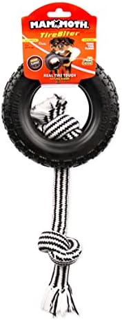Mammoth Pet Products TireBiterII with Cotton-Poly Rope-Natural Rubber Dog Toys for Extreme Chewers-Dog Toys for Extra Long Interactive Play-Aggressive Chewer Toys for Large-X-Large 7" Black (35018F) - Image 2