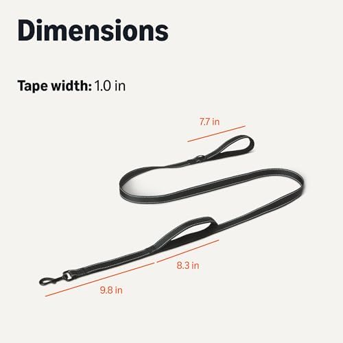 Amazon Basics Dog Leash, 6ft with 2 Comfortable Dual Padded Handles for Traffic Control, Highly Reflective Leashes for Large & Medium Dogs, Night Safety, Easy Snap Hook, Black - Image 5