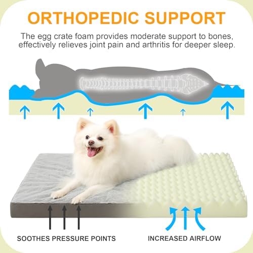 KSIIA Orthopedic Dog Bed for Small Dogs with Waterproof Lining, Grey, 23x17 - Image 2