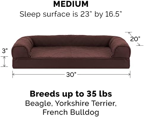 Furhaven Cooling Gel Dog Bed for Medium/Small Dogs w/ Removable Bolsters & Washable Cover, For Dogs Up to 35 lbs - Quilted Sofa - Coffee, Medium - Image 2