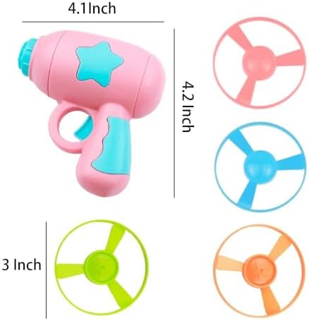 17 Pcs Cat Fetch Toy with Colorful Flying Propellers Set, Additional Flying Discs for Outdoor & Indoor Pet Chasing Training Hunting, Interactive Cat Propeller Toy (Star Pink + Blue) - Image 2