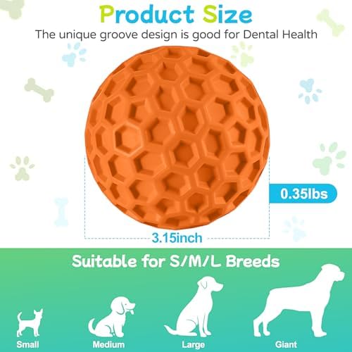 havit Indestructible Squeaky Dog Balls for Aggressive Chewers, Interactive Dog Toys to Keep Them Busy, Rubber Dog Chew Toy for Large Medium Breeds, Outdoor Waterproof (4 Colors) - Image 2