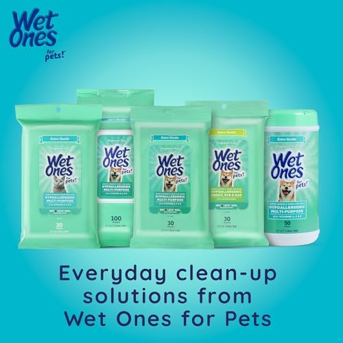 Wet Ones for Pets Hypoallergenic Face Cleansing Pads for Dogs, Fragrance Free - Small, Disposable Round Dog Face Cleaning Wipes, Extra Gentle, 50 Count (Pack of 2) - Image 7