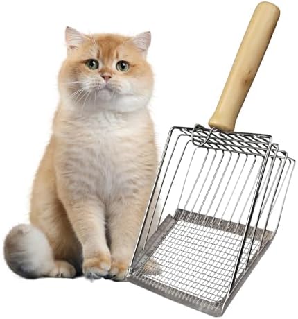 Cat Litter Scoop, Premium Kitty Shovel with Hook and Hole, Metal Sifter Scooper Stainless Steel for Easy Cleaning, Durable and Heavy Duty, Odor-Free for Litter Box (Only Scoop) - Image 2