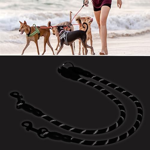 Double Dog Leash,No Tangle Dual Leash with Reflective Strips,Detachable 360° Swivel for Walking and Training Small Medium and Large Dogs(Black,2 in 1) - Image 7