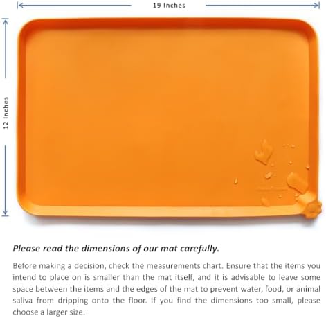 Hoki Found Silicone Non Slip Pet Feeding Mats - Bowl Placemat - Waterproof Dog Cat Food Mats - Orange - Image 5