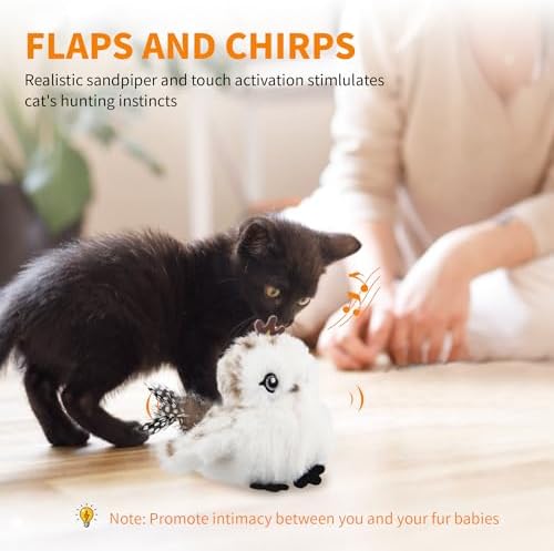 Gigwi Flapping Bird Cat Toys Lifelike Sandpiper Chirp Tweet Interactive Cat Toy, Rechargeable Motion Activated Cat Toys For Bored Indoor Adult Cats, Electronic Automatic Cat Toy With Catnip (prince) - Image 2