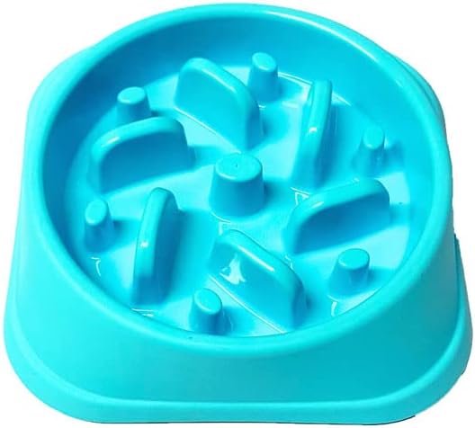 ALPHA DOG SERIES Non-Slip Maze Puzzle Bowl Slow Feeder Interactive Stop Bloat Stop Gas Improve Digestion Dog Bowl for Small and Medium Dogs (Blue, Fan)
