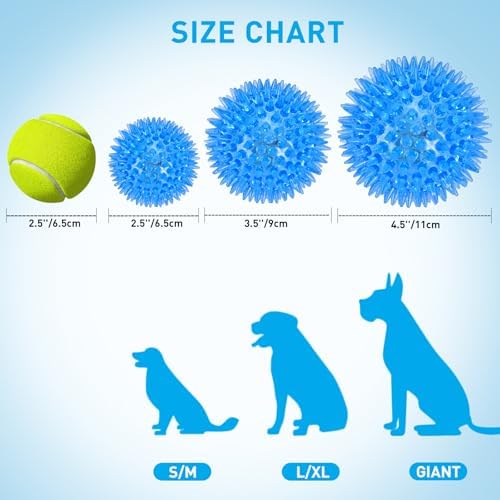 Novkin 6 Pack 2.5" LED Light Up Dog Balls, Squeaky Spiky Dog Toys for Aggressive Chewers, Durable Glow in The Dark Interactive Fetch Balls for Small Medium Large Dogs, Floating & BPA Free Non-Toxic - Image 6