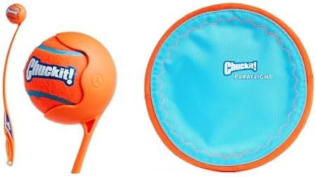 Chuckit! Sport 26L Ball Launcher (26-inch) with 3-inch Ball for Dogs 60-100 lbs & Large Paraflight Flying Disc (9.75")
