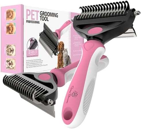 Spring Blossoms-2 in 1 Professional Grooming Rake for Cats & Dogs-Dematting Comb for Easy Mats & Tangles Removing,Pet Brush Safe No More Nasty Shedding and Flying Hair (Purple) - Image 7