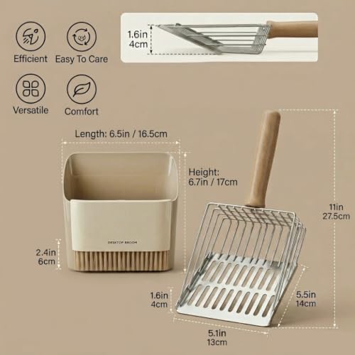 Stainless Steel Cat Litter Scooper with Mini Dustpan and Brush Set - Image 2