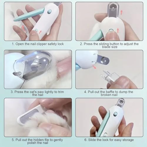 Adjustable Cat Nail Clipper to Avoid Excessive Cutting, Cat Nail Trimmer with Nail File, Pet Nail Clippers for Kitten Bunny Guinea Pig Rabbit Ferret (Blue) - Image 7