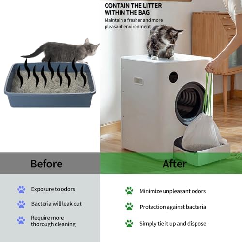 14 Count Cat Litter Box Liners with Holes, Cleaning Supplies with Durable Drawstring, Heavy Duty Self-Cleaning Cat Litter Bags, Thick Scratch Resistant - Image 6