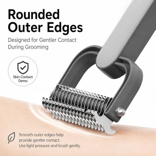 Dual-Sided Dematting Comb for Dogs & Cats, Undercoat Rake for Long Hair - Image 2