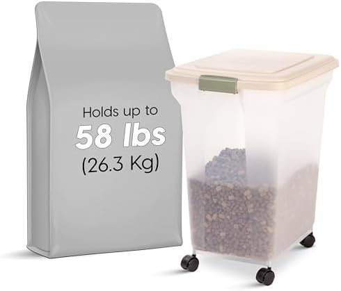 IRIS USA Dog Food Storage Container, Up to 58 lbs, Almond, Made in USA - Image 2