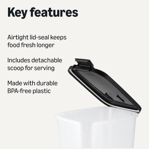 Amazon Basics Pet Food Storage Container with Wheels, BPA-Free, Detachable Scoop, 30lbs Capacity, Reliable Seal - Image 2