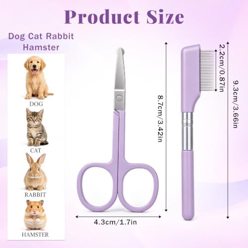 Dog Eye Comb Face Comb and Pet Grooming Scissor with Round Tip - Image 2
