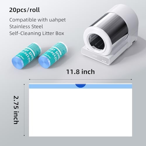 uahpet Replaced Waste Bags for Stainless Steel Self Cleaning Litter Box -2 Rolls, 40Packs, Cat Litter Box Trash Bags for Automatic Cat Litter Box - Image 2