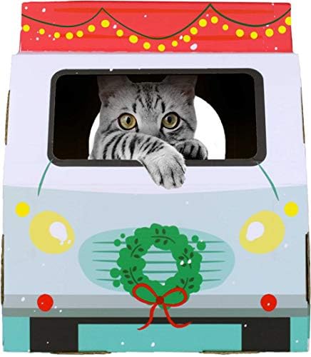 American Cat Club Christmas Cat House & Cat Scratcher w/Bonus Catnip Included - Image 4