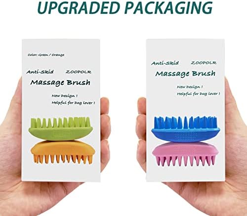 Pet Silicone Shampoo Brush for Long & Short Hair Medium Large Pets Dogs Cats, Anti-skid Rubber Dog Cat Pet Mouse Grooming Shower Bath Brush Massage Comb (Blue (New)) - Image 7