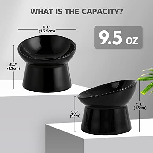 Raised Ceramic Cat Food Bowls – Tilted Elevated Anti-Vomit Cat Bowl – Whisker-Friendly Wide Shallow Feeding Dish – for Dry & Wet Food – Microwave & Dishwasher Safe - Image 2