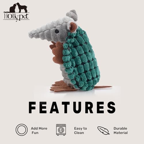 Hollypet Armadillo Squeaky Puppy Dog Toys for Small Medium Dogs, 6" - Image 6