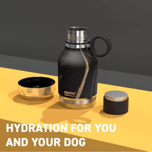 Asobu Buddy Bottle a Stainless Steel Insulated Water Bottle for with Removable Dog Water Bowl and Dog Food and Treat Storage Bowl (Midnight Marble, 37 oz Water Bottle with Bowl) - Image 2