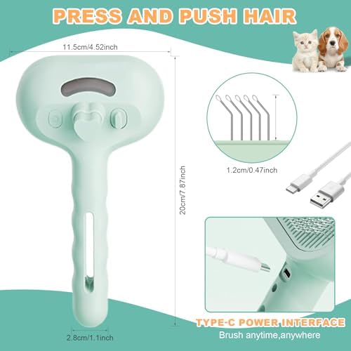 Pet Steam Brush for Dogs and Cats, 3 in 1 Steam Grooming Brush for Hair Shedding and Removal, Cleaning Spray Comb with Mist for Long-Haired Pets, Include Flea Comb, Nail Clippers, 2 Pet Toothbrushes - Image 7